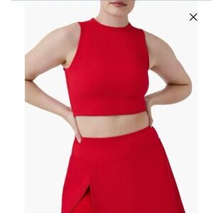 New nwt spanx contour rib mock neck crop top in spanx red